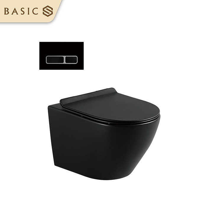 Bồn cầu treo tường Basic BS-8016B - Màu đen mờ (chưa bao gồm két nước âm)