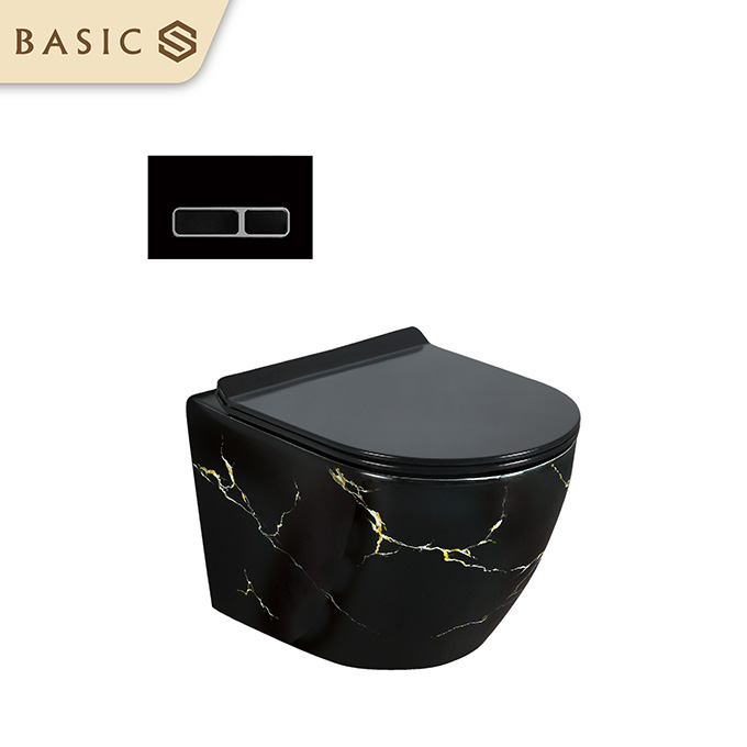 Bồn cầu treo tường Basic BS-8016MB - Màu vân đá đen (chưa bao gồm két nước âm)