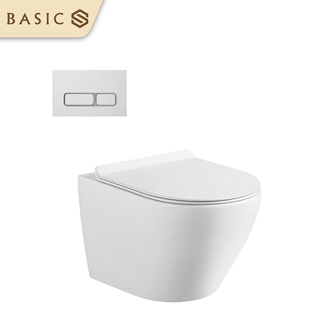 Bồn cầu treo tường Basic BS-8016W - Màu trắng (chưa bao gồm két nước âm)